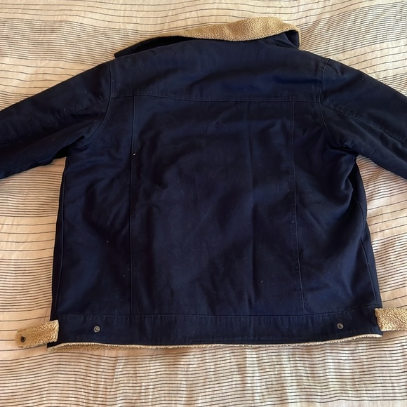 Large Blue Bomber Jacket with tan faux fur lining - Brandless - Picture 7 of 9